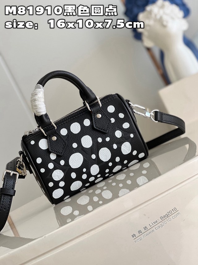 LV專櫃2023新款LV x YK Nano Speedy手袋 M81910黑色圓點 路易威登手提肩背女包 dn1367